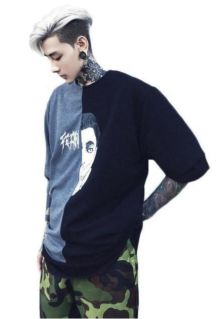 High Street Wide Shoulder Oversize Half Sleeve T-Shirt Men