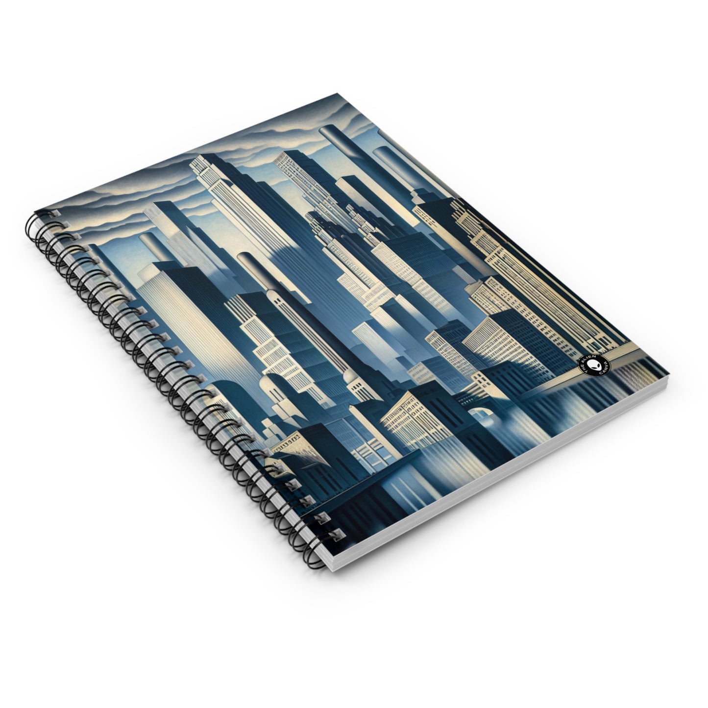 "Modern Metropolis: A Precisionism Perspective" - The Alien Spiral Notebook (Ruled Line) Precisionism