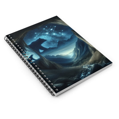 "The Bear and the Cosmic Balance" - The Alien Spiral Notebook (Ruled Line) Cave Painting Style