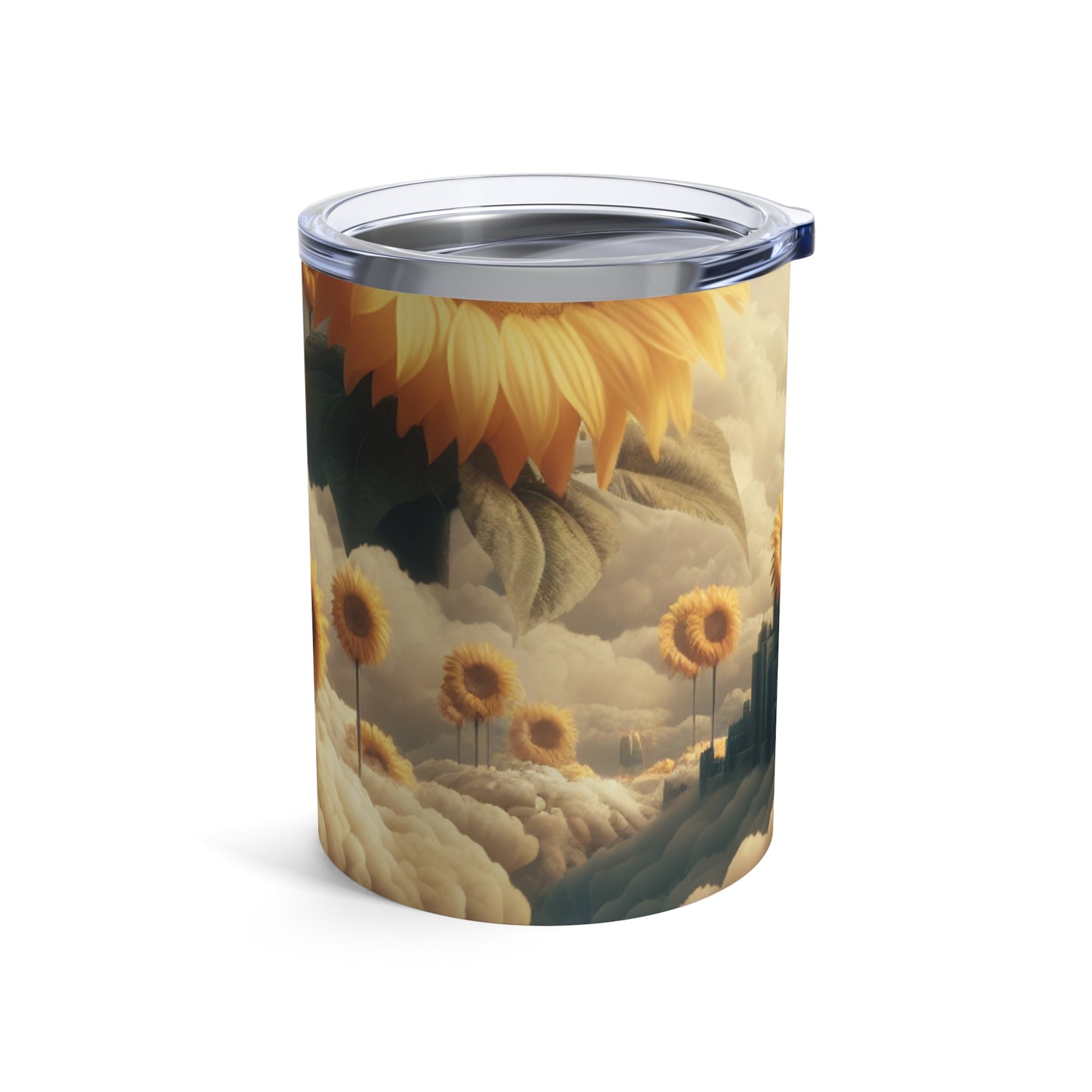 "Cielo Etéreo: La Ciudad de las Nubes y los Girasoles" - Vaso Alien de 10 oz