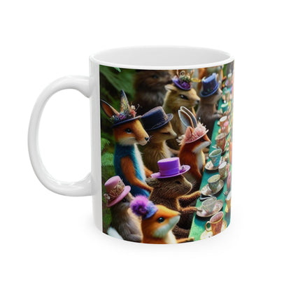 "Fiesta del té encantada en el bosque" - Taza de cerámica The Alien 11oz