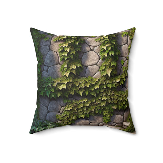 "Trompe-L'oeil Ivy Wall" - The Alien Spun Polyester Square Pillow Trompe-l'oeil