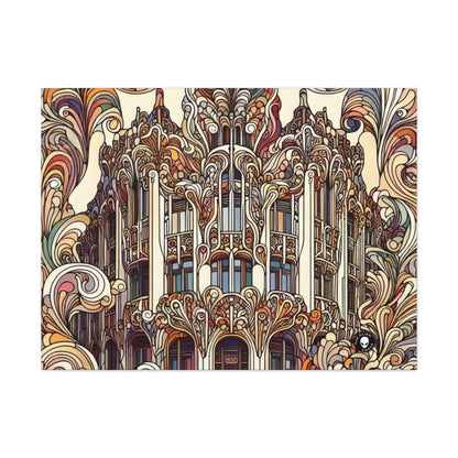 "Enchanted Seasons: Art Nouveau Forest Illustration" - The Alien Canva Art Nouveau