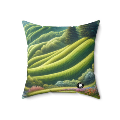 "Seasons in Serenity: An Environmental Art Journey"- The Alien Spun Polyester Square Pillow Environmental Art