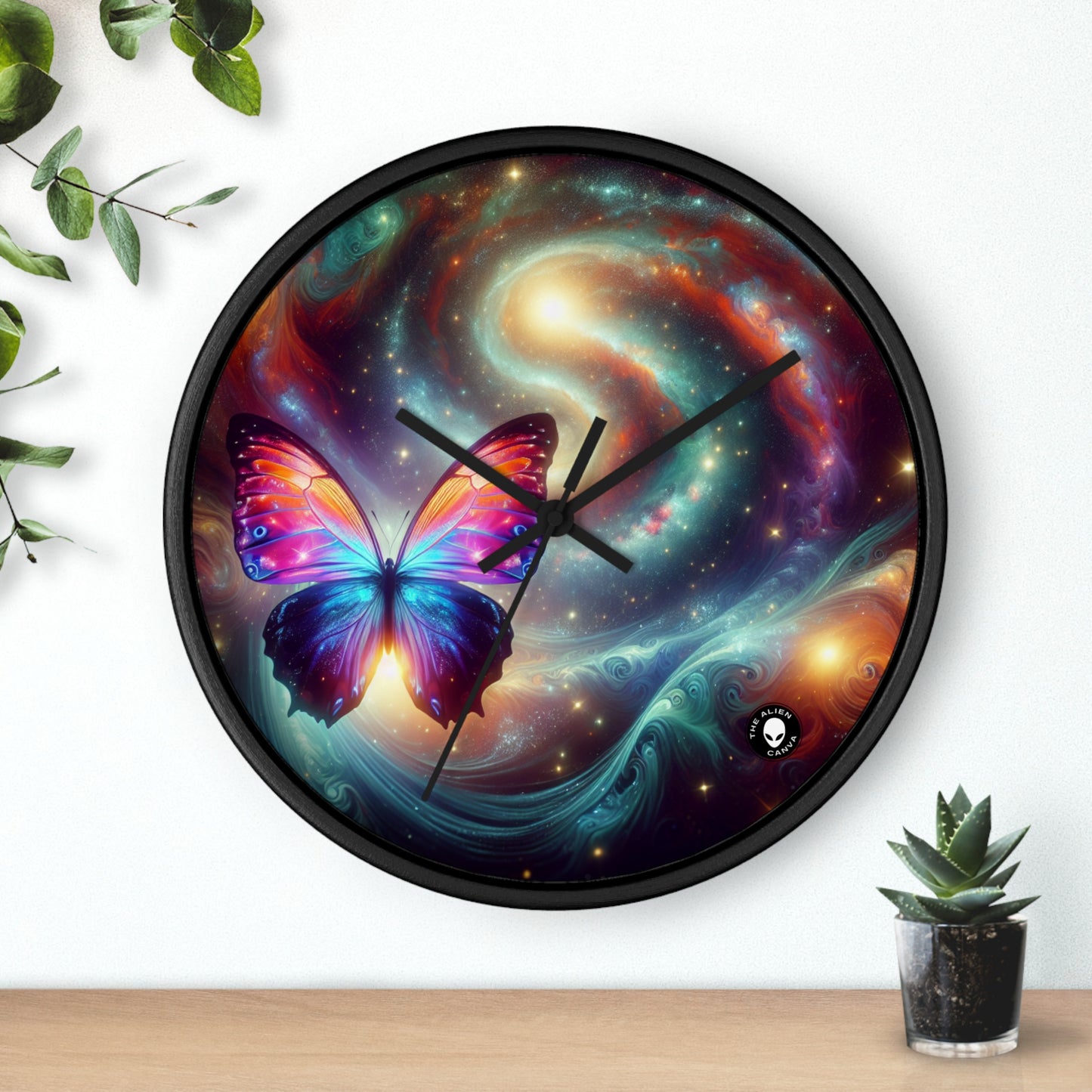 "Galactic Butterfly: A Cosmic Spectacle" - The Alien Wall Clock