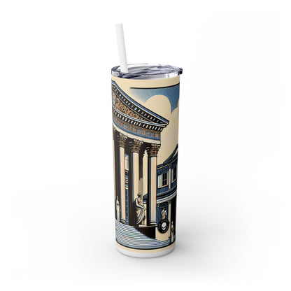 "Neoclassical Urban Elegance" - The Alien Maars® Skinny Tumbler with Straw 20oz Neoclassicism