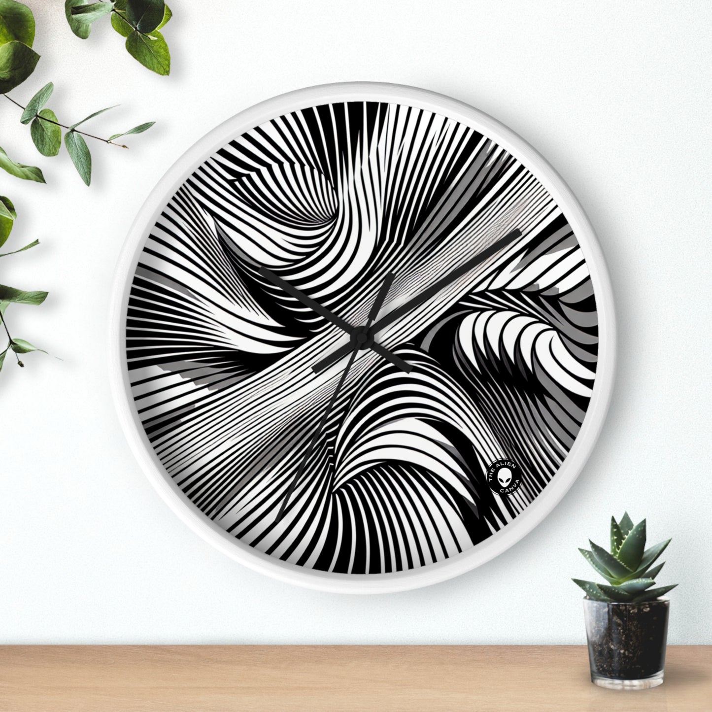 "Movimiento incorporado: exploración de la ilusión dinámica a través del arte óptico" - The Alien Wall Clock Op Art