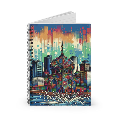 "Bright City : une touche de couleur sur l'horizon" - The Alien Spiral Notebook (Ruled Line) Street Art / Graffiti Style