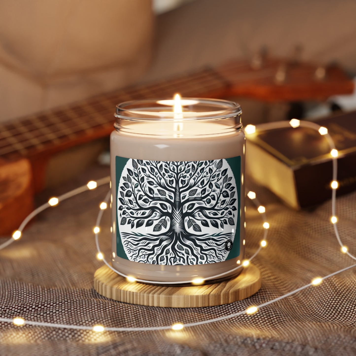 "Modern Woodcut Family Tree" - The Alien Scented Soy Candle 9oz Woodcut Printing