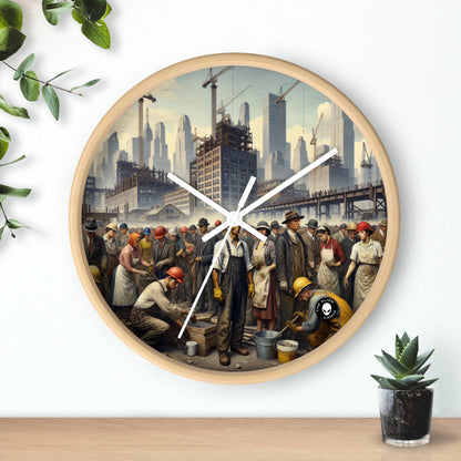 Title: "Unity in Action: Celebrating Solidarity's Triumph" - The Alien Wall Clock Social Realism