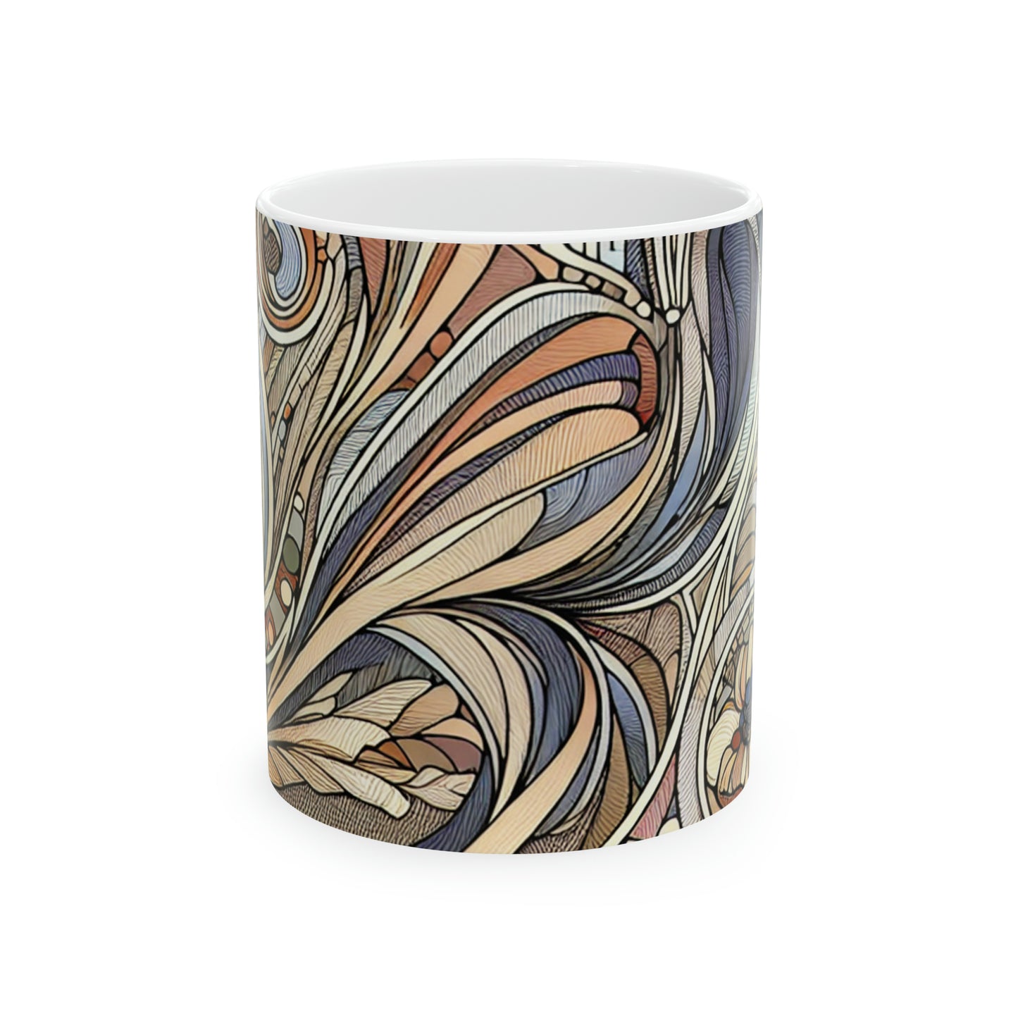 "La musa de la naturaleza: Mujer Art Nouveau" - Taza de cerámica The Alien 11oz Art Nouveau