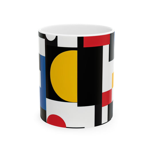 "Suprematic Harmony: Exploring Geometric Composition with Bold Colors" - The Alien Ceramic Mug 11oz Suprematism