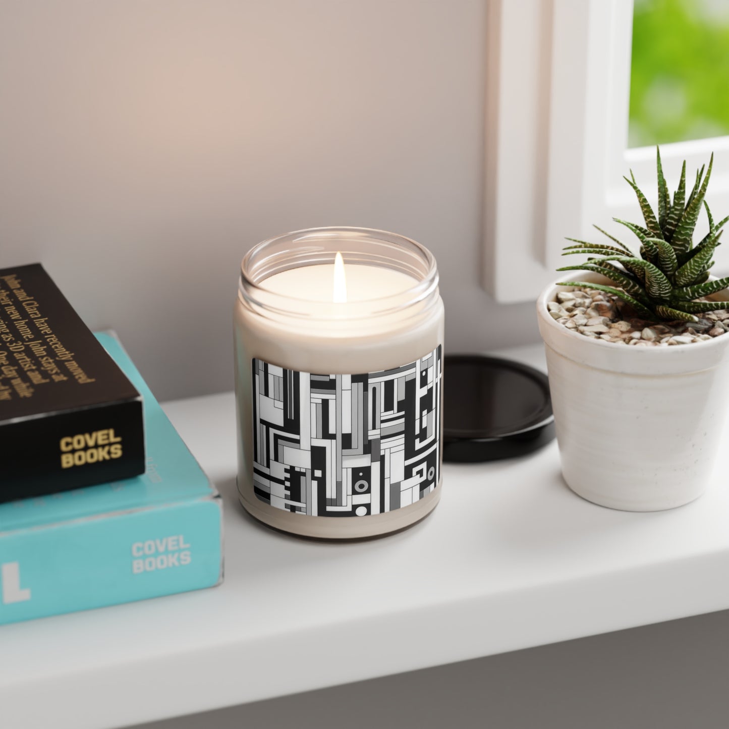 "De Stijl in Black and White" - The Alien Scented Soy Candle 9oz De Stijl Style