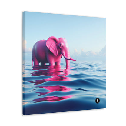 "The Pink Elephant in the Deep Blue Sea" - The Alien Canva A pink elefant floating in the ocean