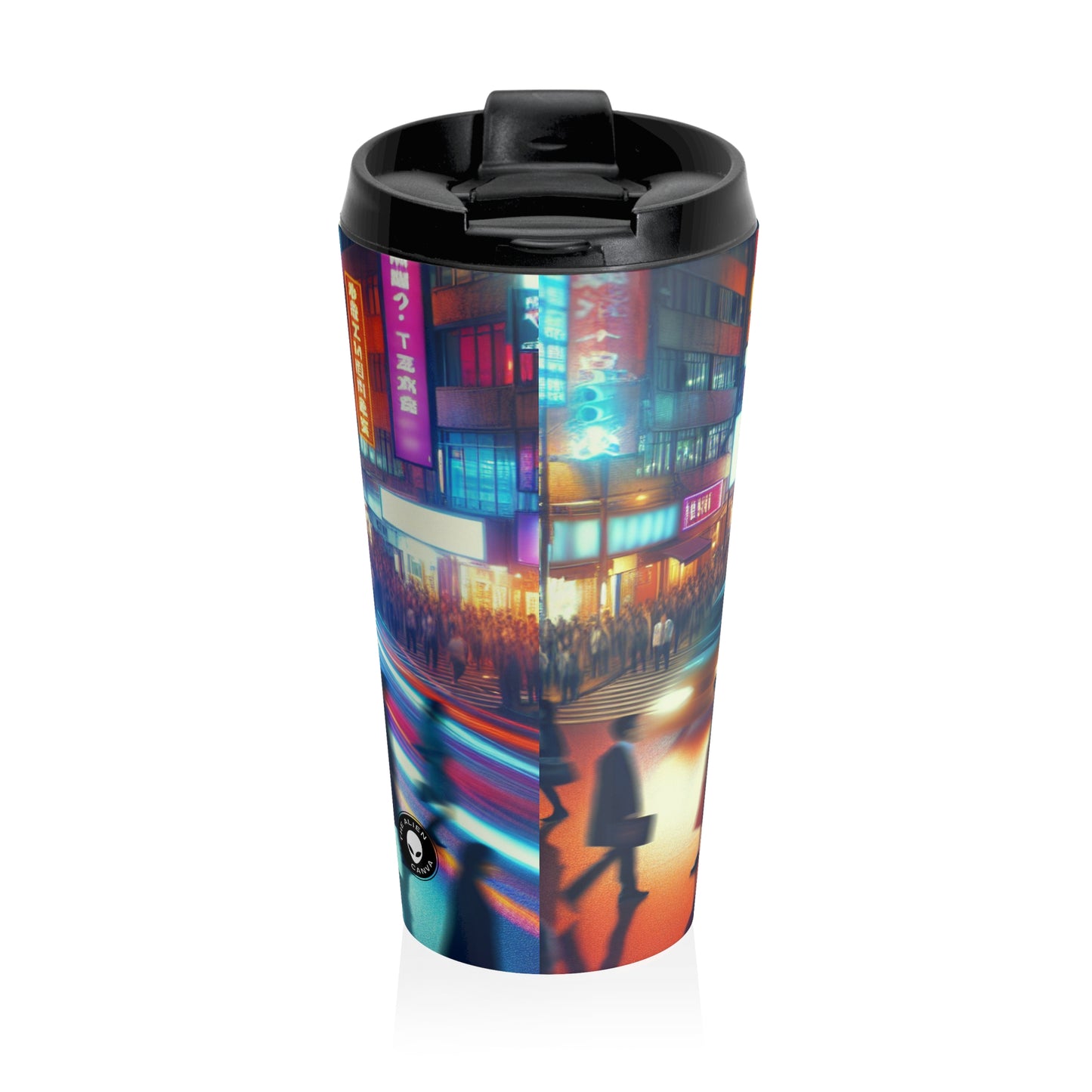 "Neon Night Street" - La tasse de voyage en acier inoxydable Alien