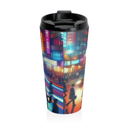 "Neon Night Street" - La tasse de voyage en acier inoxydable Alien