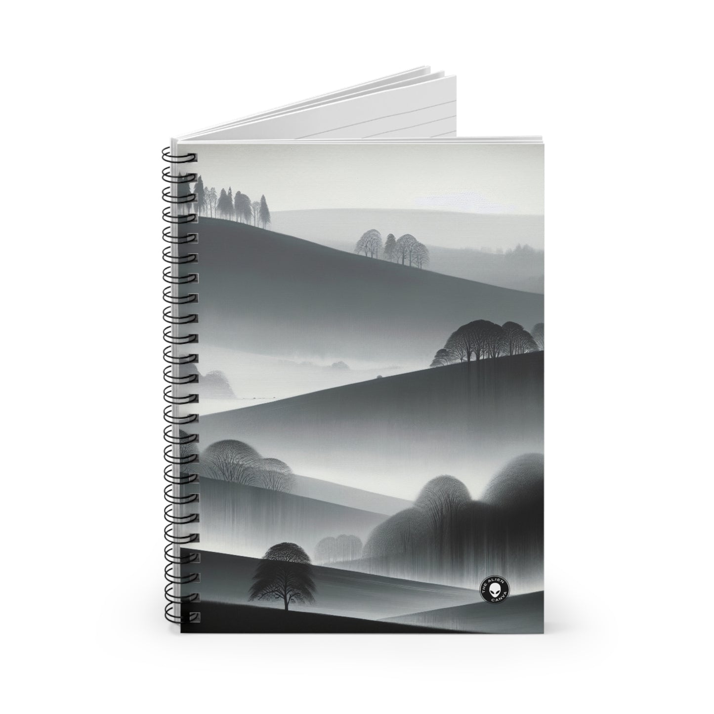 "Grey Tonalism: Hillside in Fog" - The Alien Spiral Notebook (Ruled Line) Tonalism