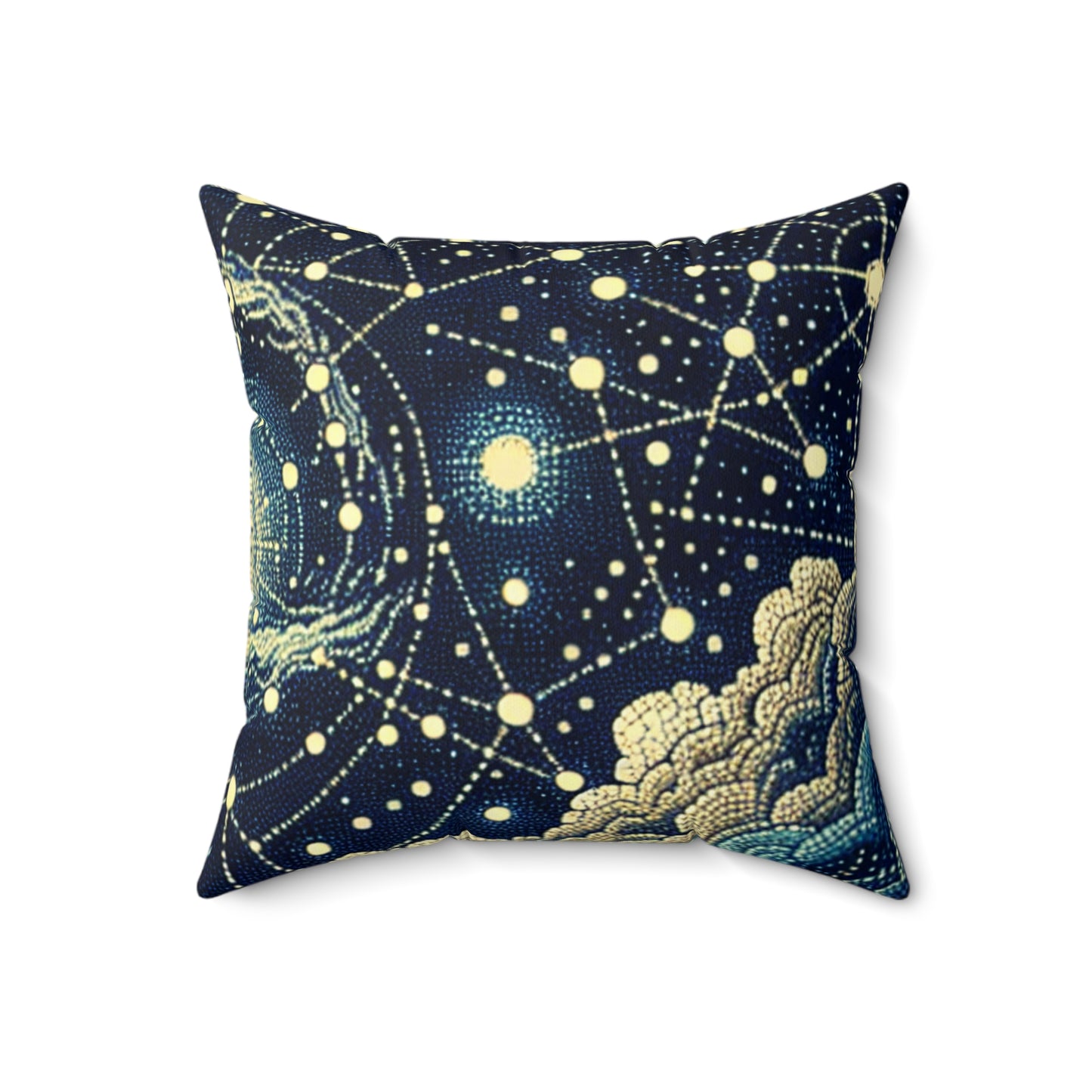 "Dotting the Heavens" - La almohada cuadrada de poliéster hilado alienígena estilo puntillismo