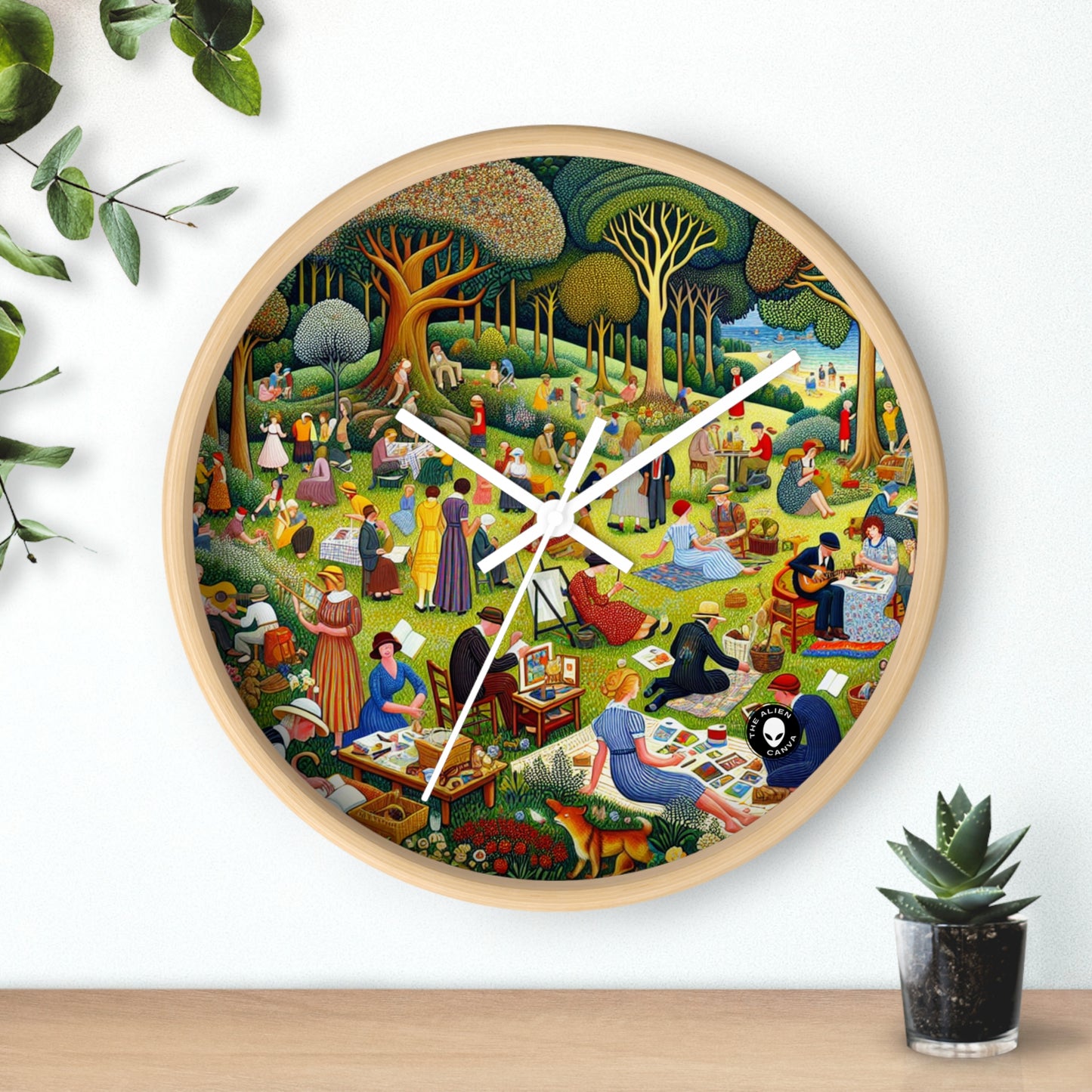 "Delicias caprichosas del pueblo" - El reloj de pared alienígena Arte ingenuo