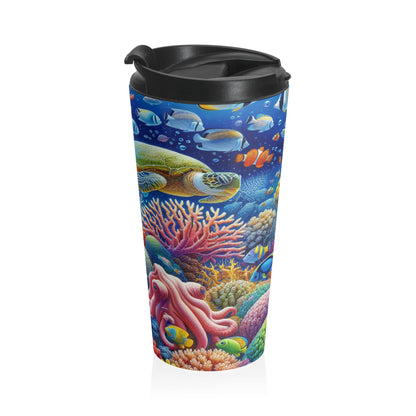 "Paraíso tropical: país de las maravillas submarinas": taza de viaje de acero inoxidable de Alien