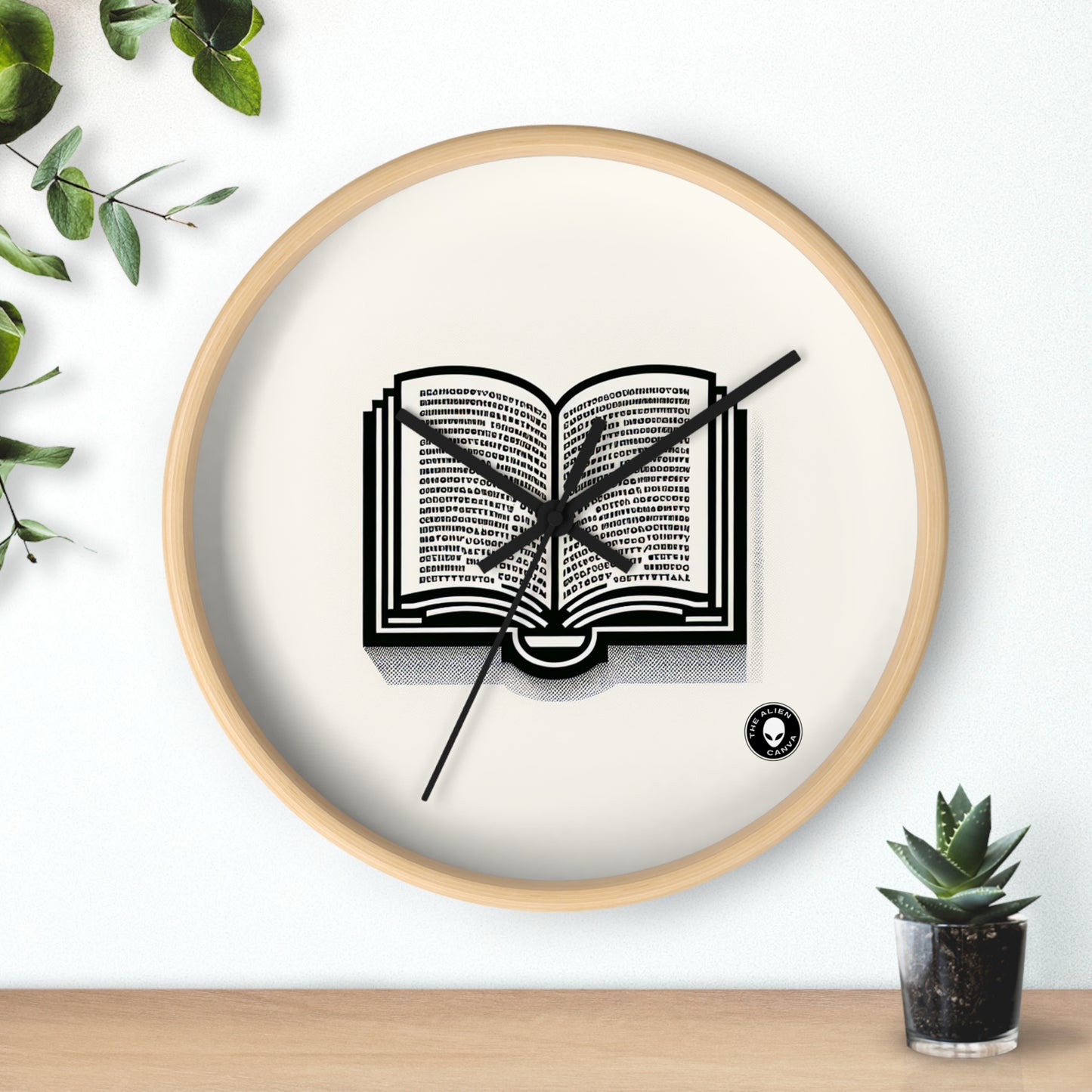 "A Singular Story: Monochrome Typography" - The Alien Wall Clock Minimalism