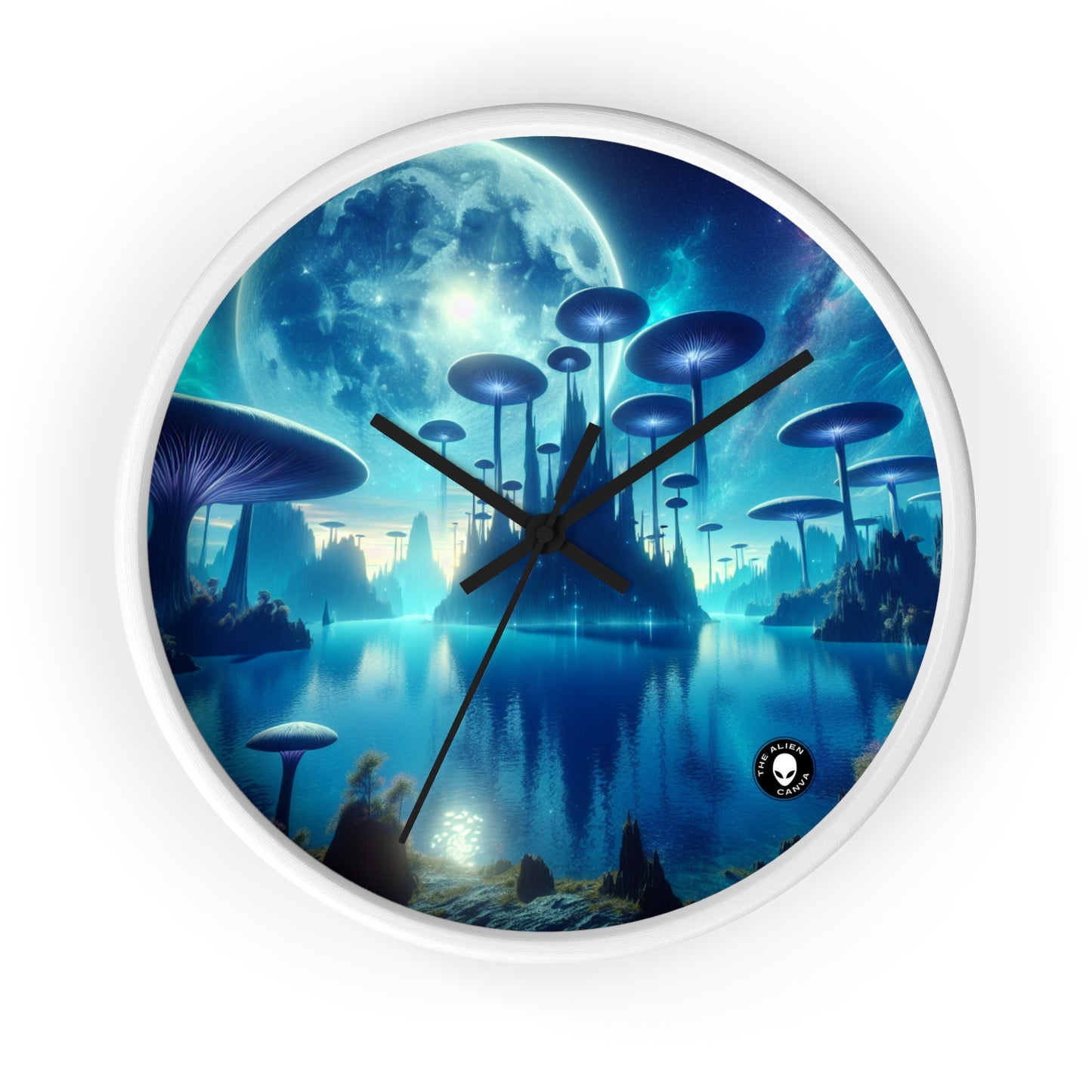 "Moonlit Mushroom Lake" - The Alien Wall Clock