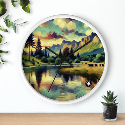 "Dusk in the Countryside: A Vibrant Post-Impressionist Painting" - The Alien Wall Clock Post-Impressionism