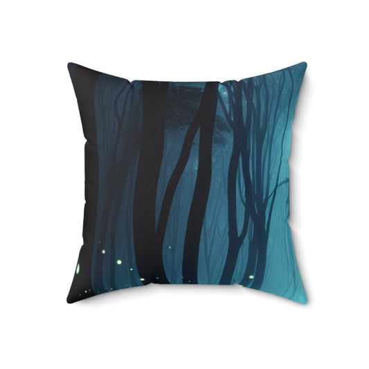 "Guided by Fireflies: A Forest's Secret Lightshow"- The Alien Spun Polyester Square Pillow