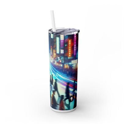 "Neon Night Street" - The Alien Maars® Skinny Tumbler with Straw 20oz