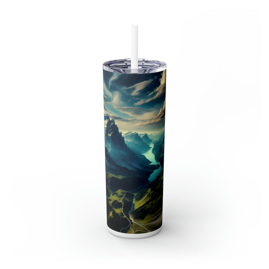 "Dripping Delight : Fraise hyperréaliste" - The Alien Maars® Skinny Tumbler avec paille 20oz Hyperréalisme