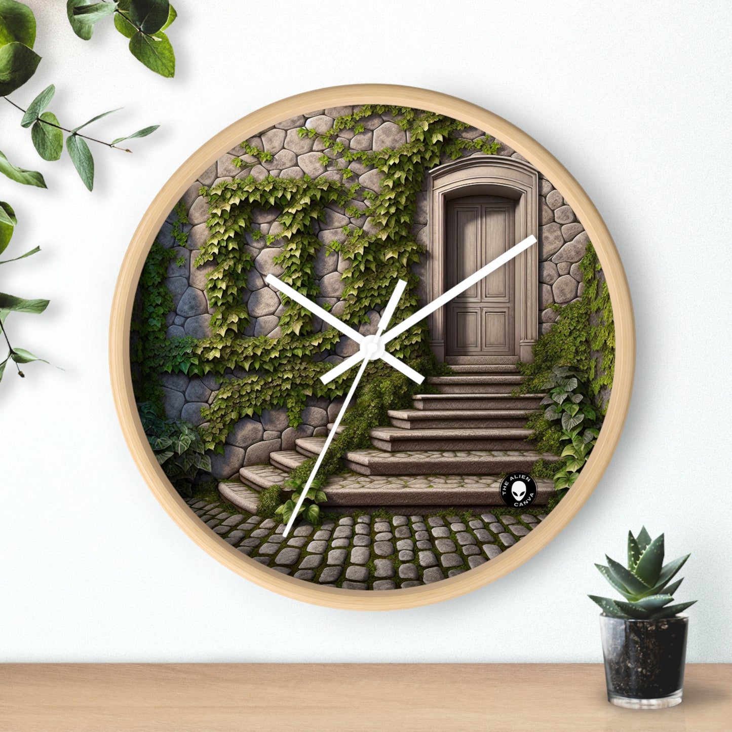 "Trompe-L'oeil Ivy Wall" - L'Horloge Murale Alien Trompe-l'oeil