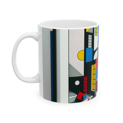 "Techno-Triangles: A Constructivist Exploration of Modern Innovation" - The Alien Ceramic Mug 11oz Constructivism