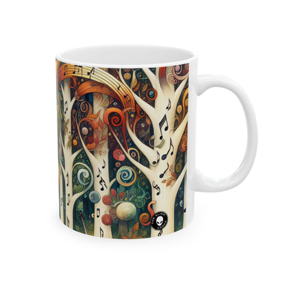 « Enchantement mélodique : la forêt instrumentale » – Tasse en céramique Alien 11 oz