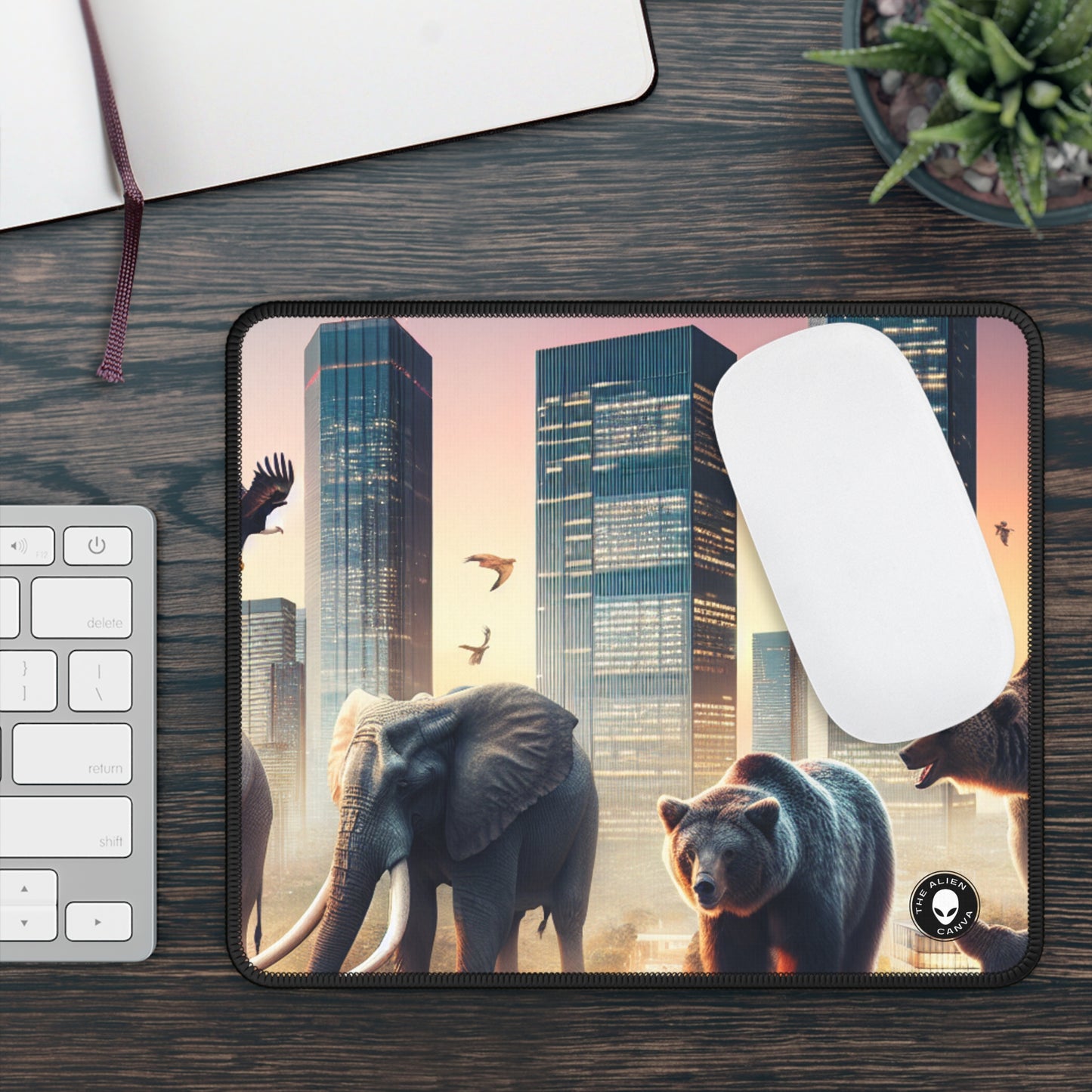 "Urban Zoology: A Surreal Cityscape" - The Alien Gaming Mouse Pad