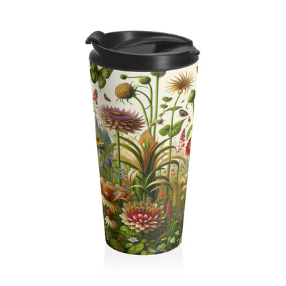 "Enchanted Garden: A Whimsical Scene" - The Alien Stainless Steel Travel Mug