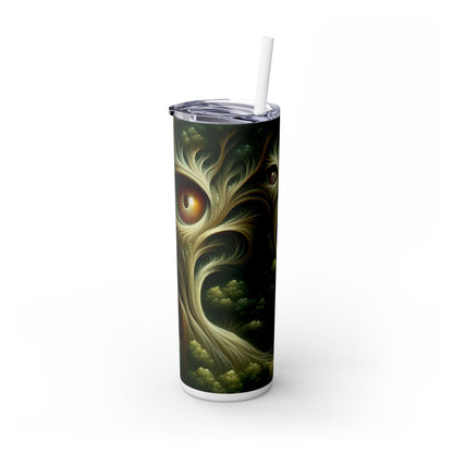 "Bosques vigilantes: el camino hacia el encanto" - Vaso estrecho con pajita de 20 oz de Alien Maars®