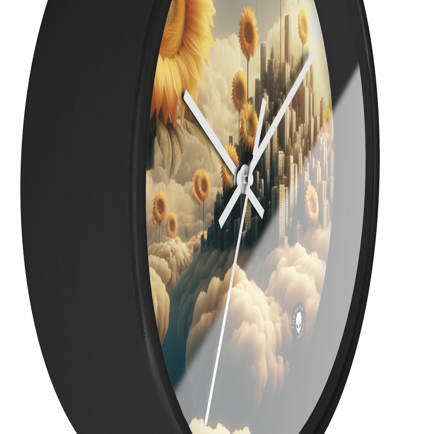 "Ethereal Sky: The City of Clouds and Sunflowers" - The Alien Wall Clock