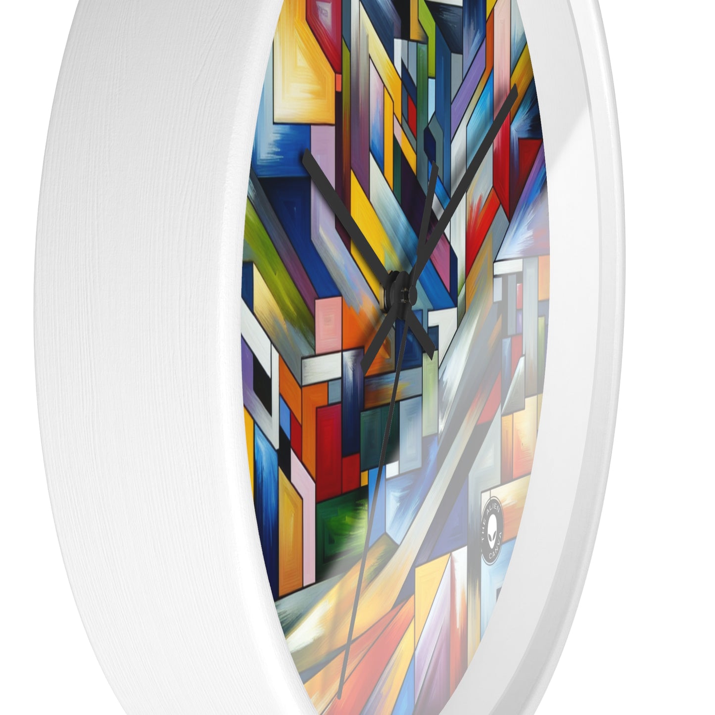 "City Pulse: A Vibrant Nighttime Geometric Journey" - The Alien Wall Clock Hard-edge Painting