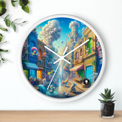 "Whimsical Wonders: A Vibrant Street Scene" - The Alien Wall Clock