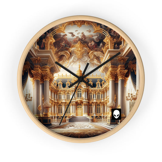 "Esplendor real: un palacio barroco bañado en oro" - El reloj de pared alienígena estilo barroco