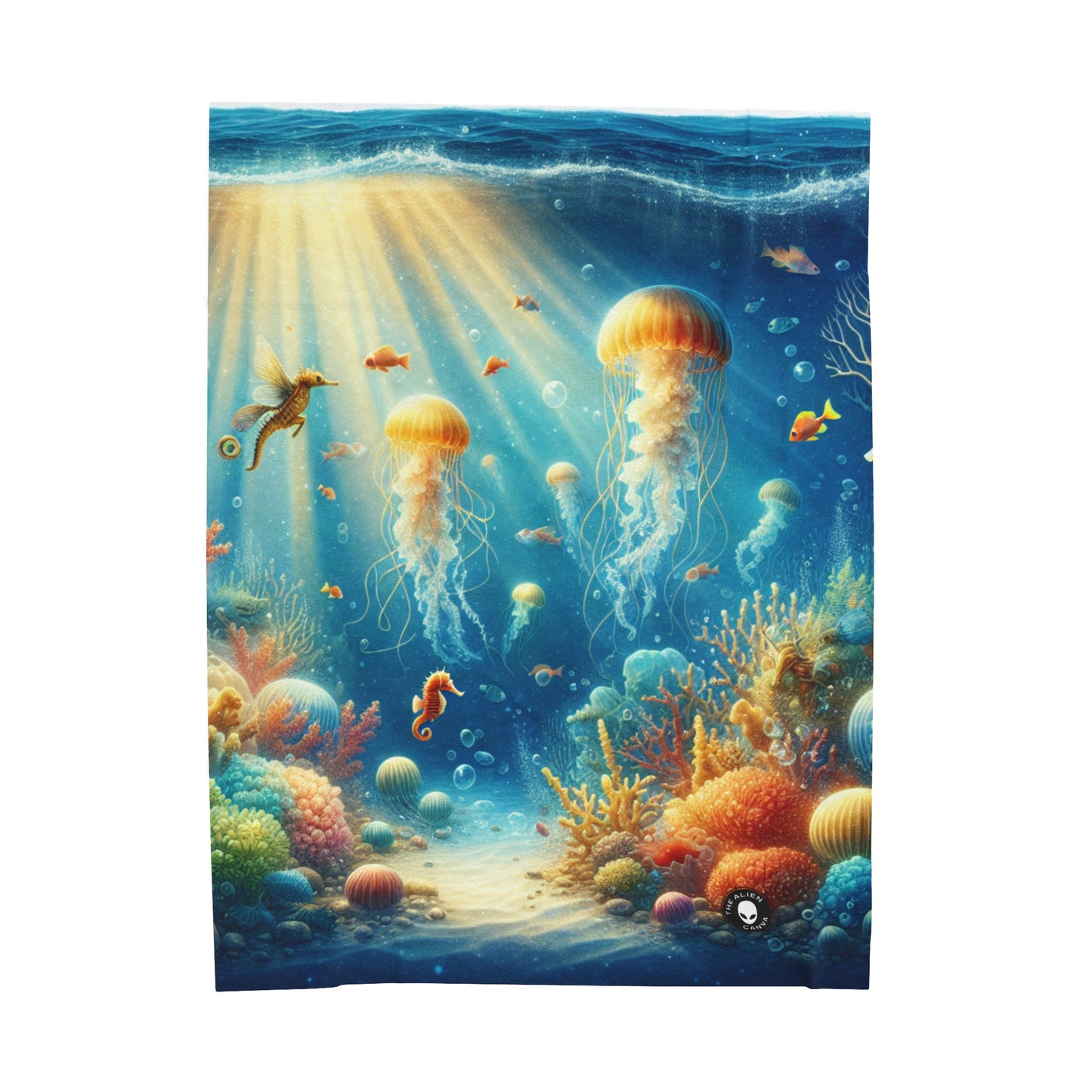 "Sunlit Serenity: A Magical Underwater Realm" - The Alien Velveteen Plush Blanket