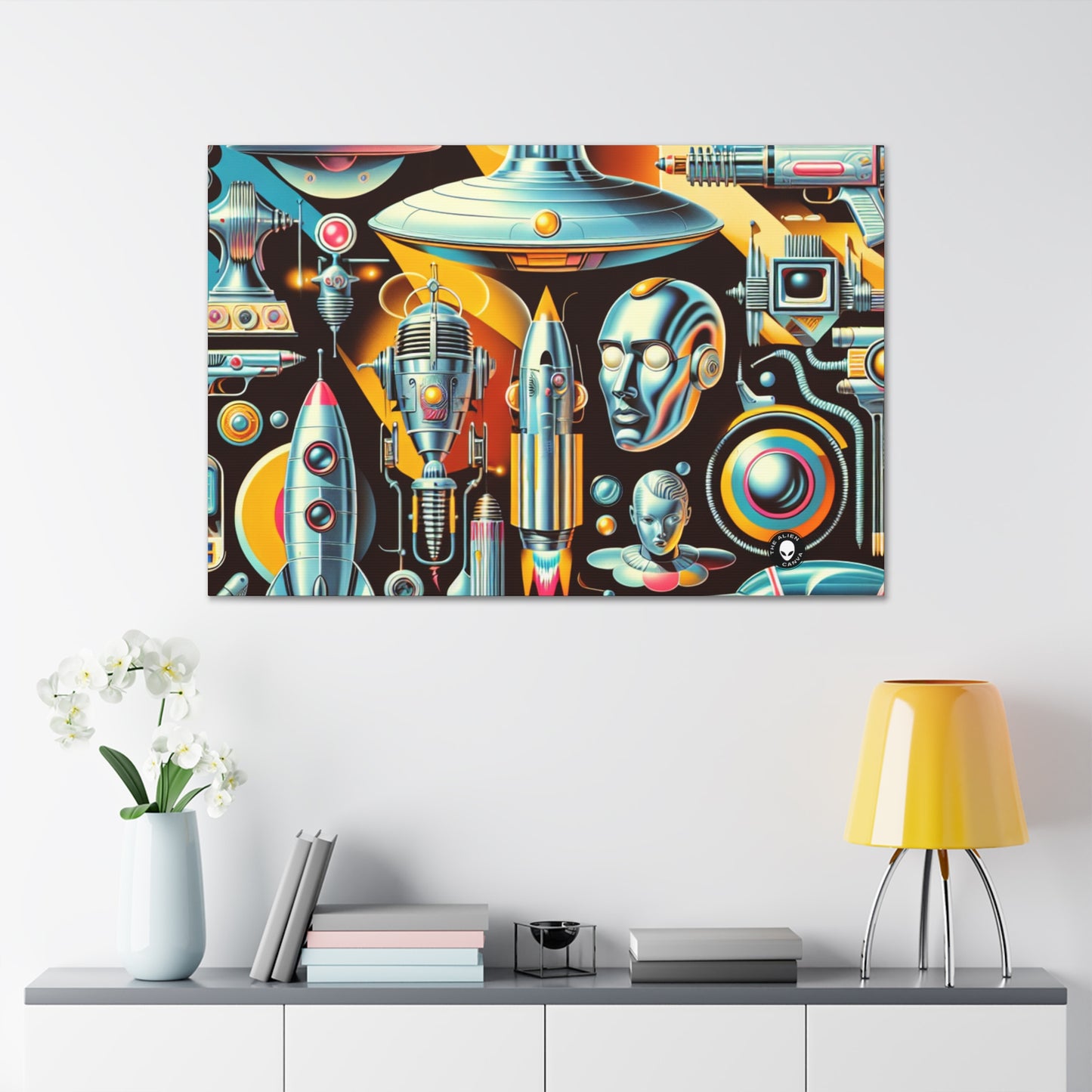 "Neon Deco: A Retro-Futuristic Utopia" - The Alien Canva Retro-futurism