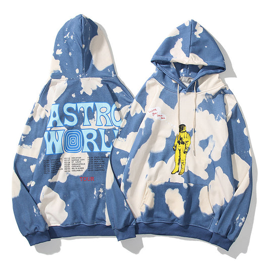 Tie-dye printed astronaut hoodie