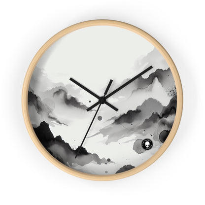 "Whispers of the Moonlit Grove" - The Alien Wall Clock Ink Wash Painting