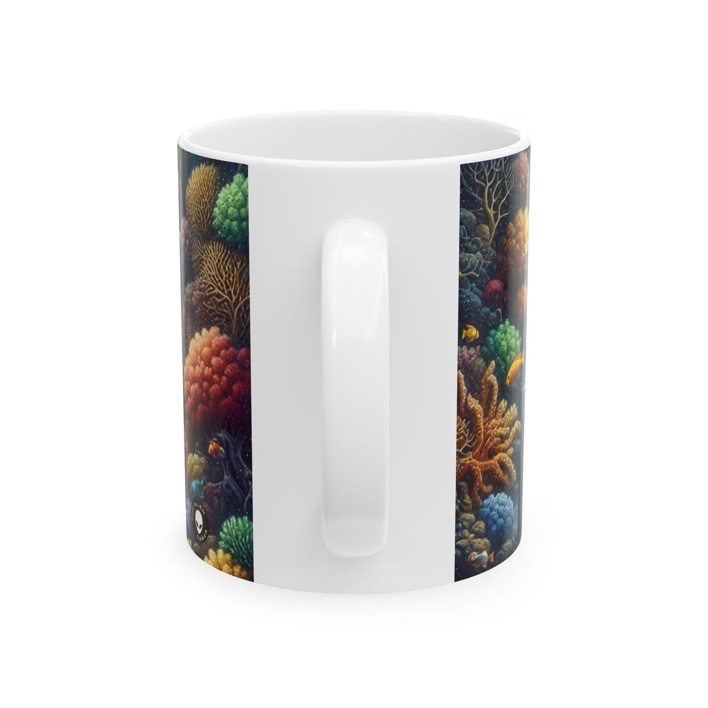 "Bajo las olas: tesoro en el arrecife de coral" - Taza de cerámica The Alien de 11 oz