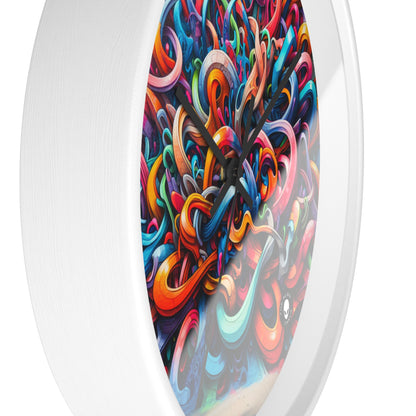 "Urban Vibe: A Graffiti Cityscape" - El reloj de pared alienígena Graffiti Art