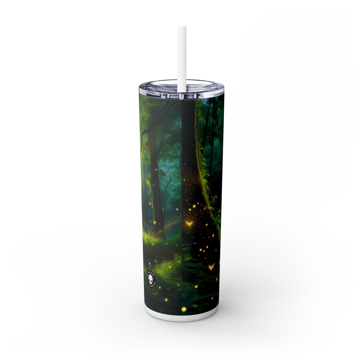 "Magia del bosque resplandeciente": vaso estrecho con pajita de 20 oz de Alien Maars®