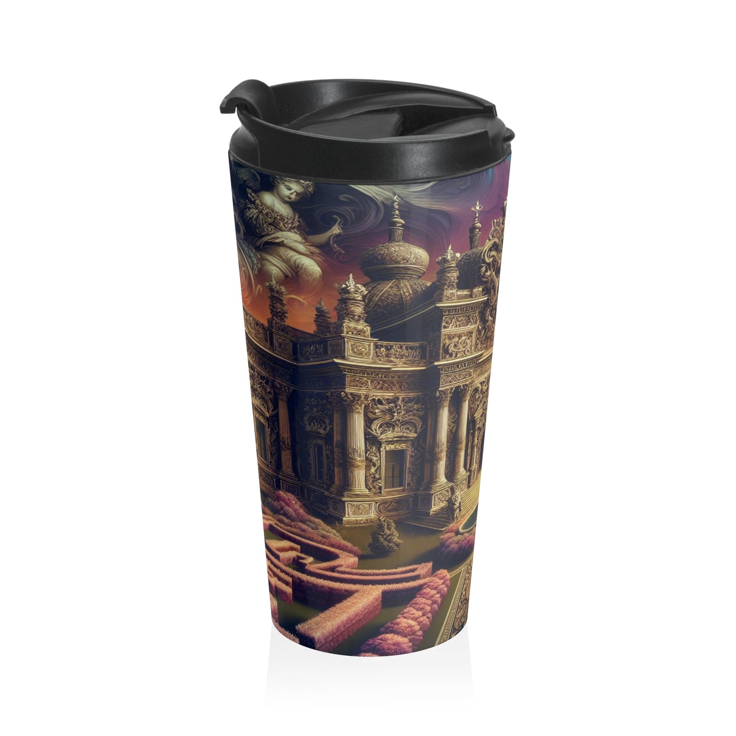 "Whimsy and Mystery: The Enchanted Masquerade in Baroque Splendor" - The Alien Stainless Steel Travel Mug Baroque