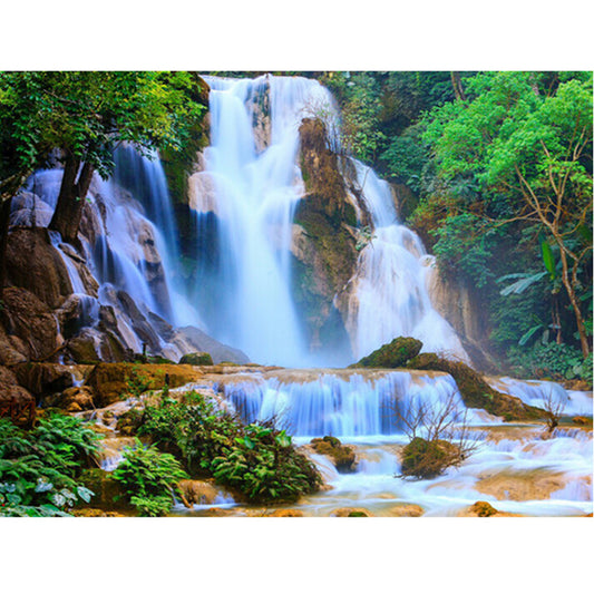 The New 5d Diy Diamond Painting Waterfall Landscape Full Cross Embroidery Square Diamond Rhinestone Mosaic Painting Decor