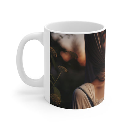 "Resplandor del atardecer dorado" - Taza de cerámica The Alien 11oz Romanticismo